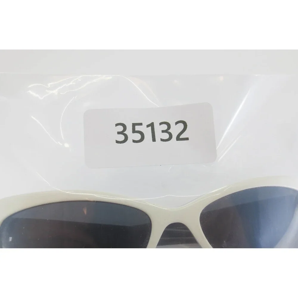 White Rectangular Wrap Sunglasses Black Pinstripe Accent S 554 Col 01 56-16-135